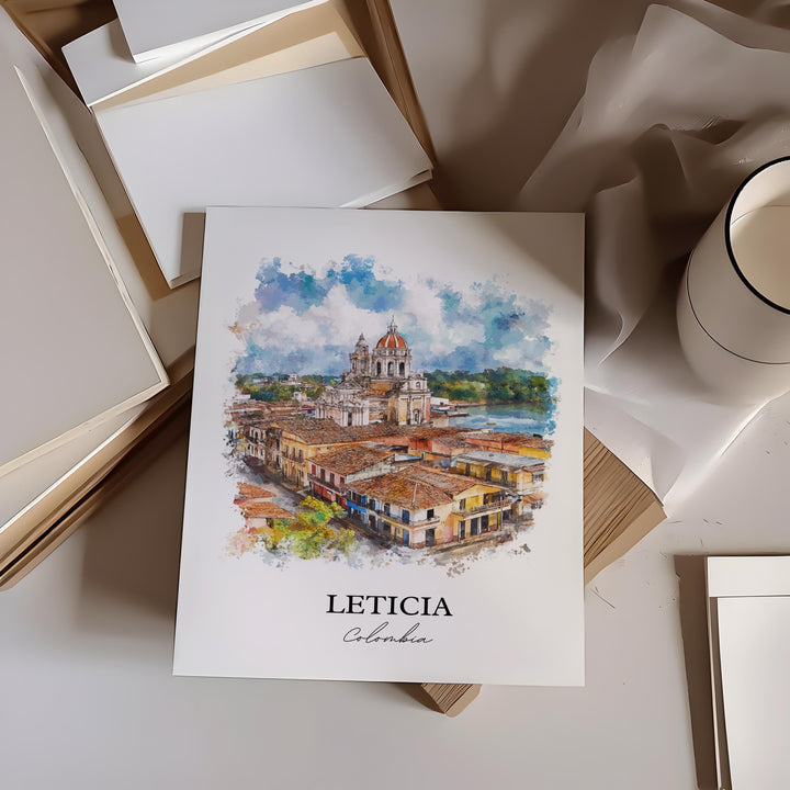 Leticia Colombia Wall Art, Amazon River Print, Colombia Watercolor, Leticia Colombia Gift, Travel Print, Travel Poster, Housewarming Gift