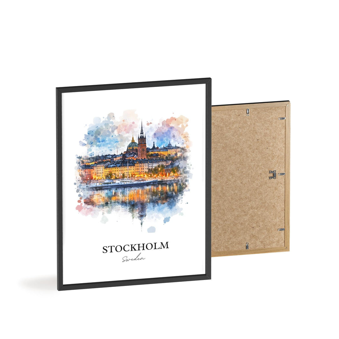 Stockholm Wall Art, Stockholm Sweden Print, Sweden Watercolor Art, Stockholm Gift, Travel Print, Travel Poster, Housewarming Gift
