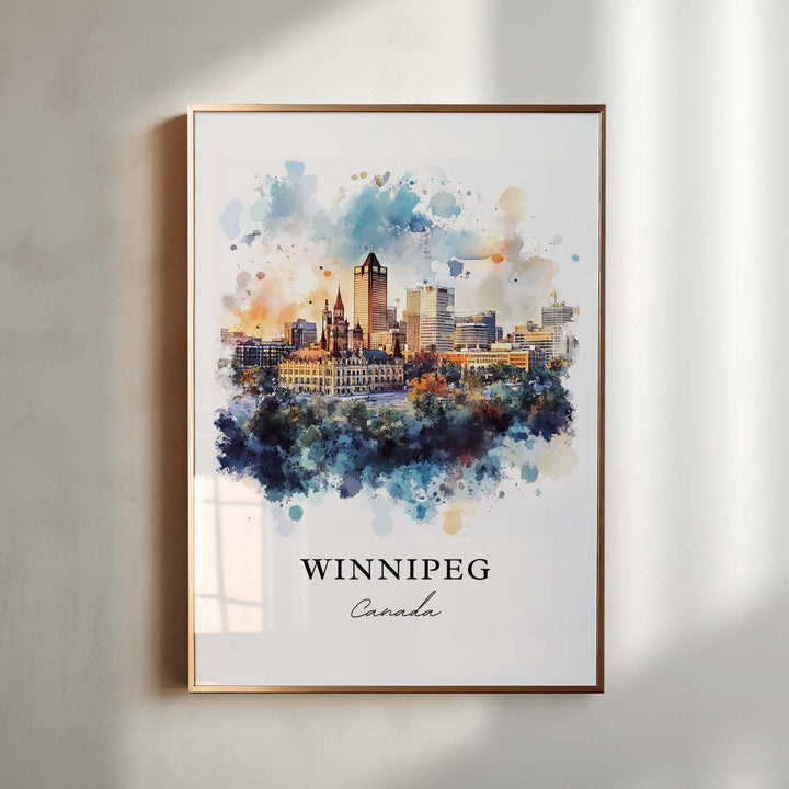 Winnipeg Wall Art, Winnipeg Print, Winnipeg Watercolor Art, Winnipeg Canada Skyline Gift, Travel Print, Travel Poster, Housewarming Gift