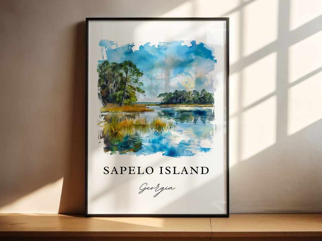 Sapelo Island Art, Sapelo Island Georgia Print, Sapelo Watercolor, McIntosh County GA Gift,