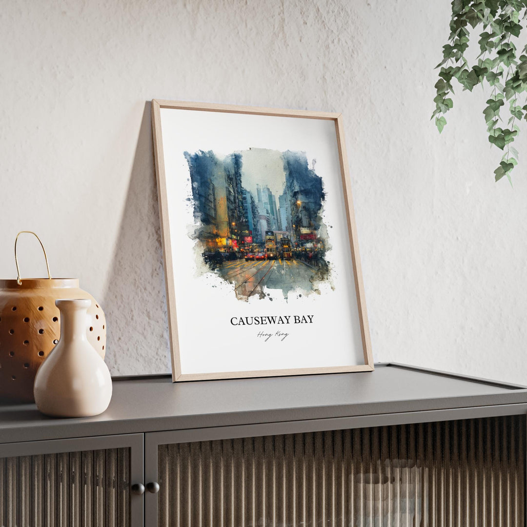 Causeway Bay Wall Art, Hong Kong Print, Hong Kong Watercolor Art, HK China Gift, Causeway Bay Print, Travel Poster, Housewarming Gift