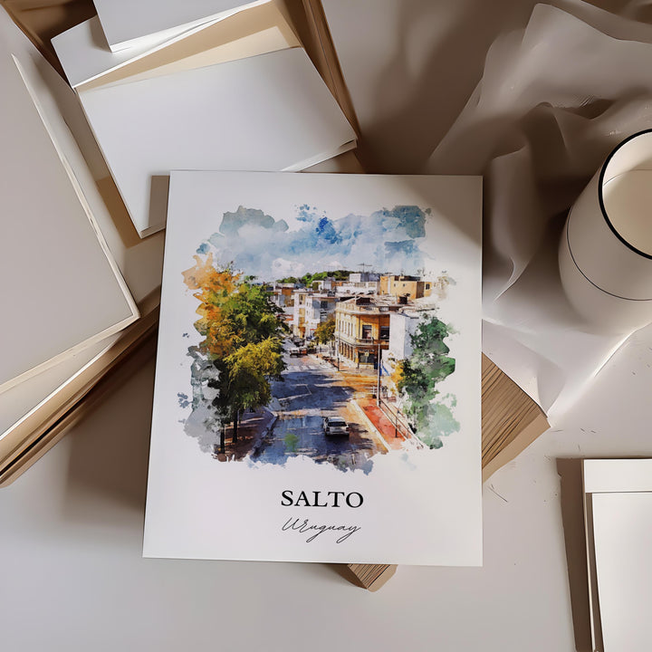 Salto Uruguay Wall Art, Salto Dept Print, Uruguay Watercolor Art, Salto Uruguay Gift, Travel Print, Travel Poster, Housewarming Gift