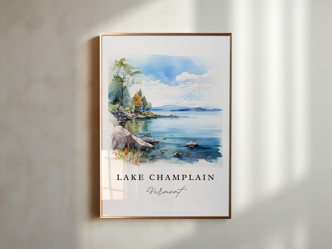 Lake Champlain VT wall art - Vermont, Lake Champlain poster, Burlington VT Wedding gift, Birthday present, Custom Text, Personalised Gift