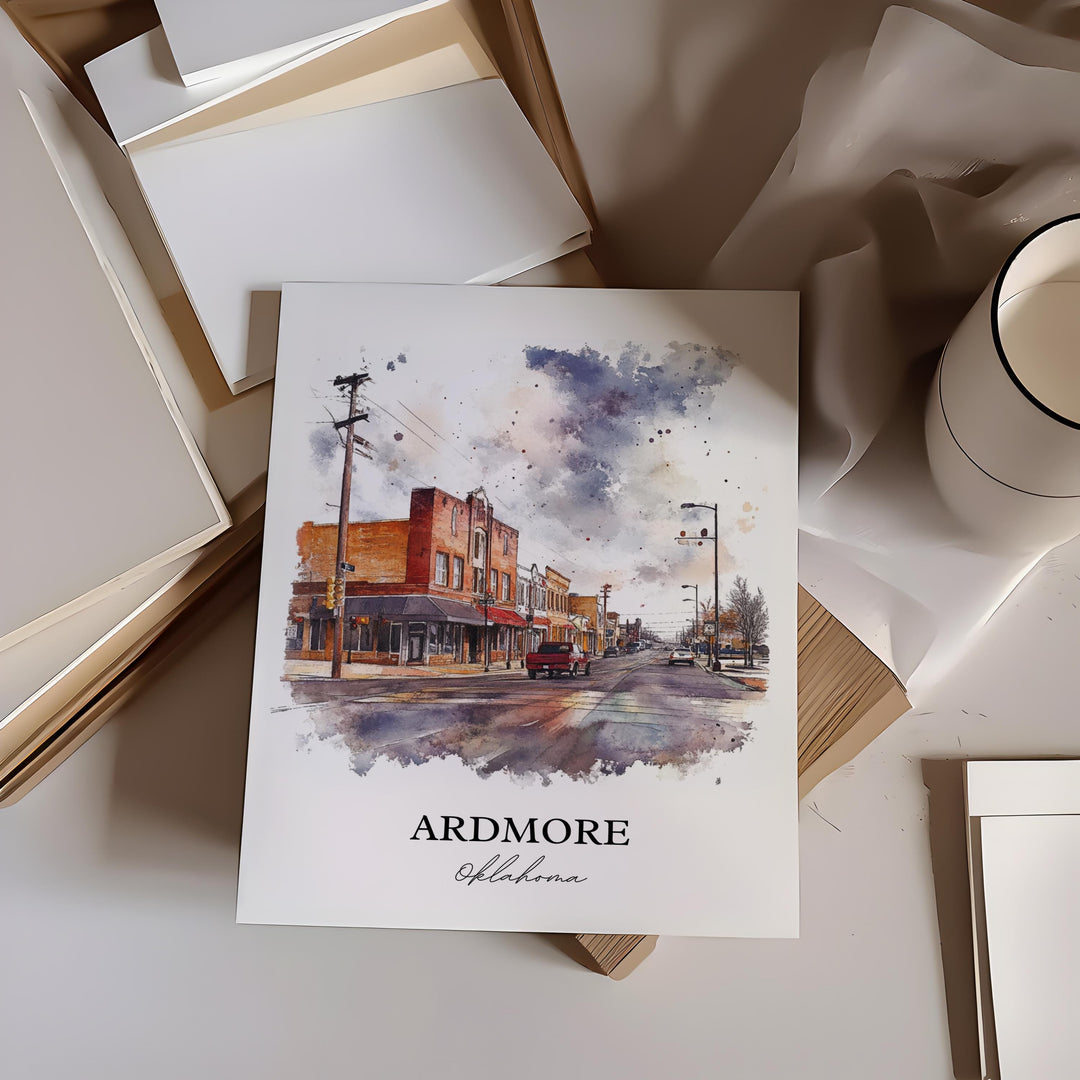 Ardmore, Oklahoma, USA – Watercolor Art Print