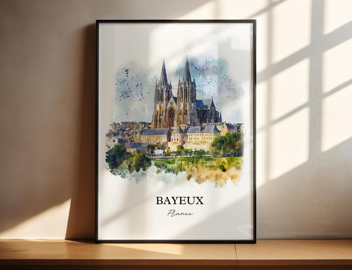 Bayeux France Wall Art, Normandy Region Print, France Watercolor Art, Bayeux Gift, Travel Print, Travel Poster, Housewarming Gift