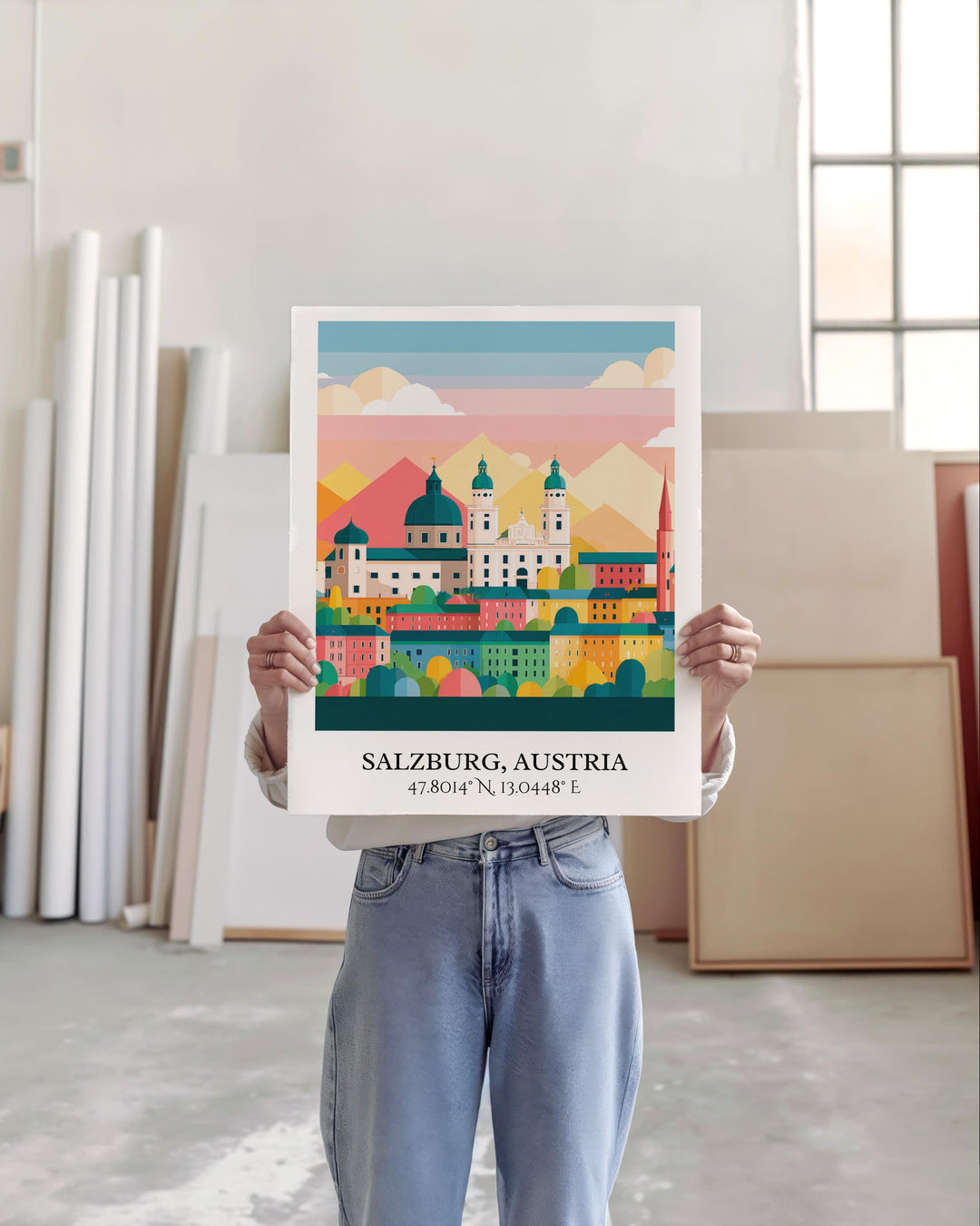 Salzburg Austria Art, Salzburg Retro Travel Art, Salzburg Home Decor, Austria Gift, Austria Travel Art, Travel Prints, Housewarming Gift