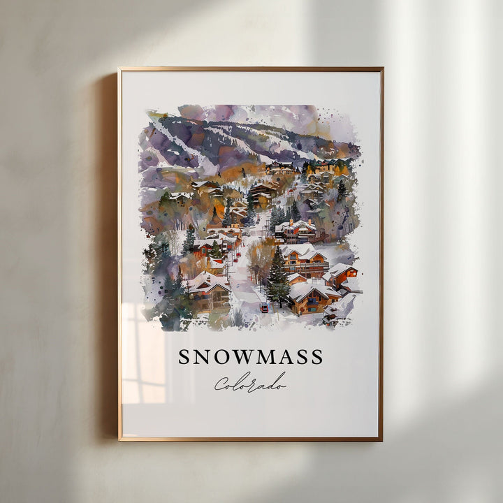 Snowmass Colorado Wall Art, Snowmass Print, Pitkin County Watercolor Art, Snowmass Gift,