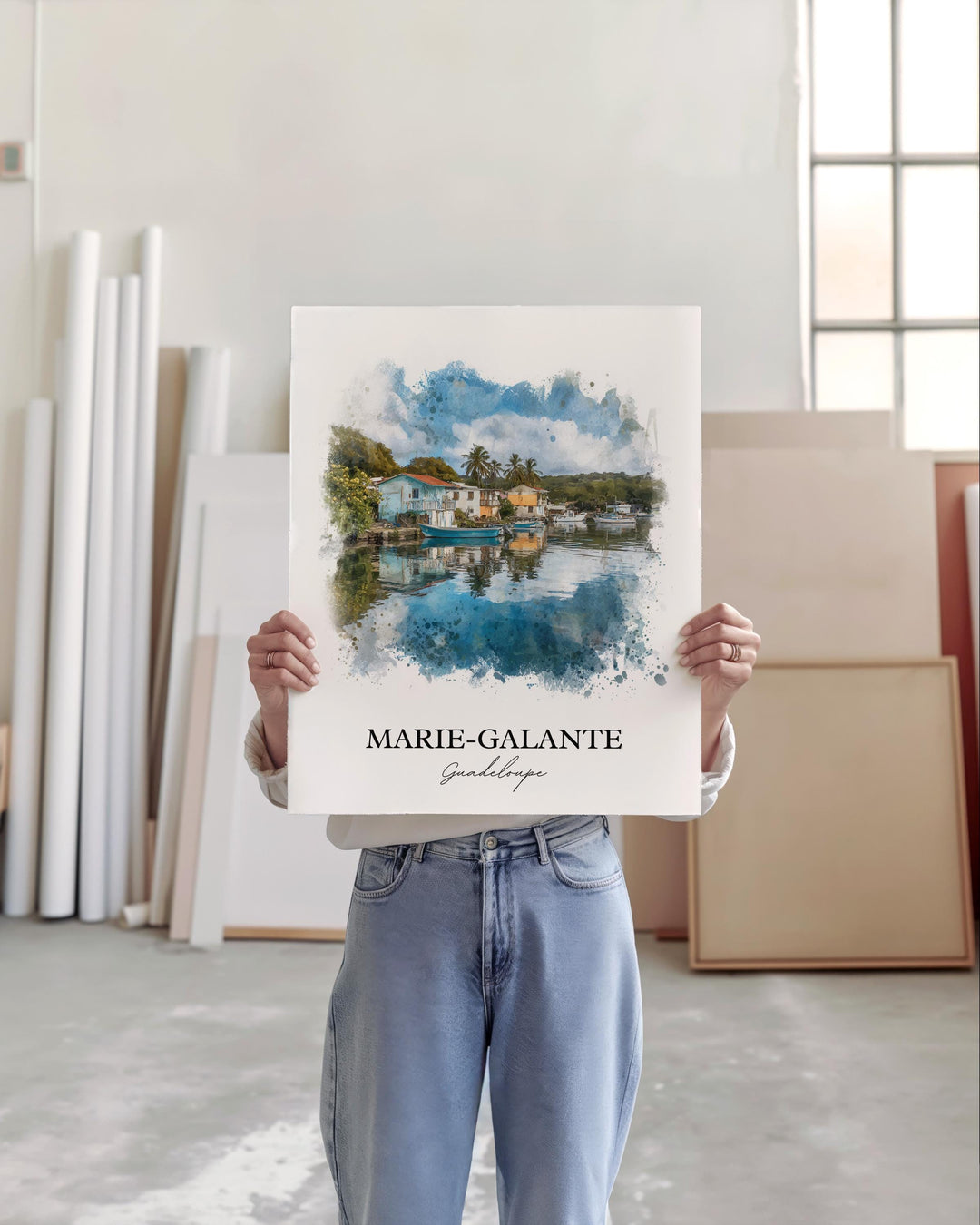 Marie-Galante Wall Art, Guadeloupe Print, Guadeloupe Watercolor Art, Guadeloupe Gift, Travel Print, Travel Poster, Housewarming Gift