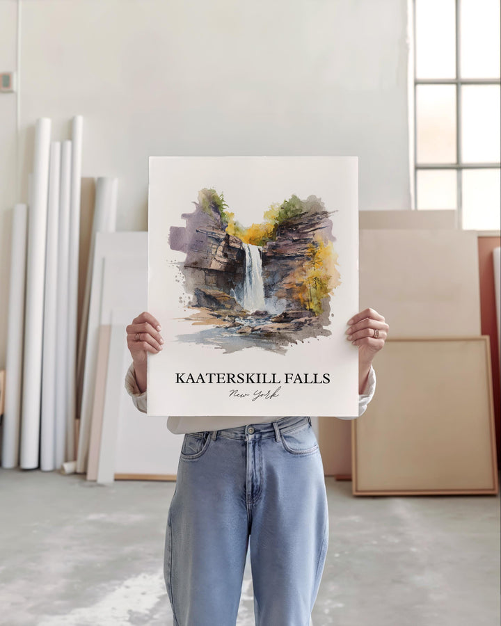 Kaaterskill Falls Wall Art, Catskills Print, New York Watercolor Art, Palenville NY Gift, Travel Print, Travel Poster, Housewarming Gift
