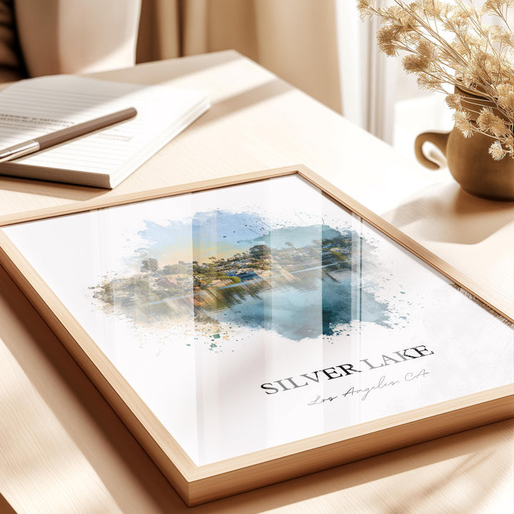 Silver Lake, California – Watercolor Art Print