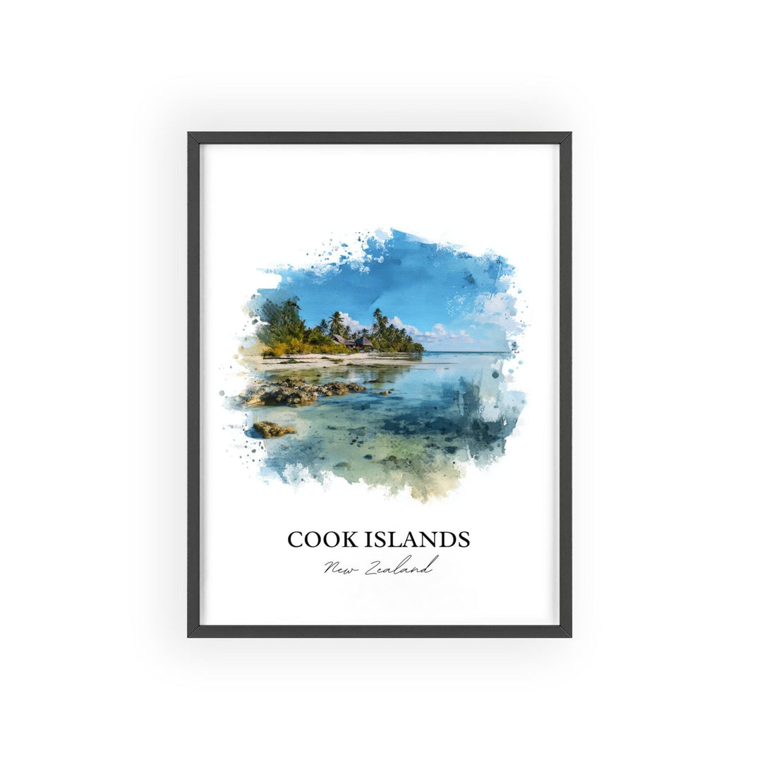 Cook Islands Wall Art, Cook Islands NZ Print, New Zealand Watercolor Art, New Zealand Gift, Travel Print, Travel Poster, Housewarming Gift