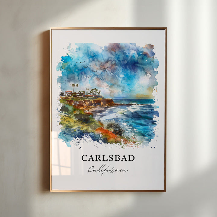 Carlsbad CA Wall Art, Carlsbad Print, San Diego Watercolor, Carlsbad California Gift,