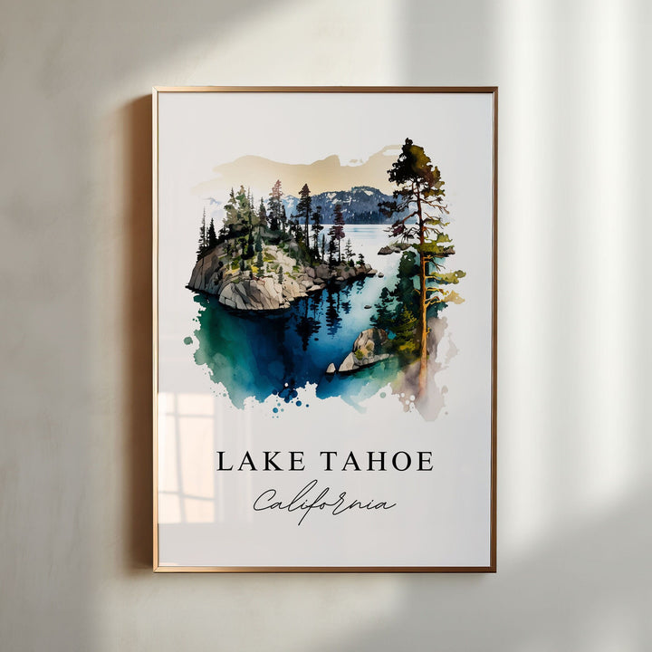 Lake Tahoe CA wall art - California, Lake Tahoe poster, Lake Tahoe Wedding gift, Birthday present, Custom Text, Personalised Gift