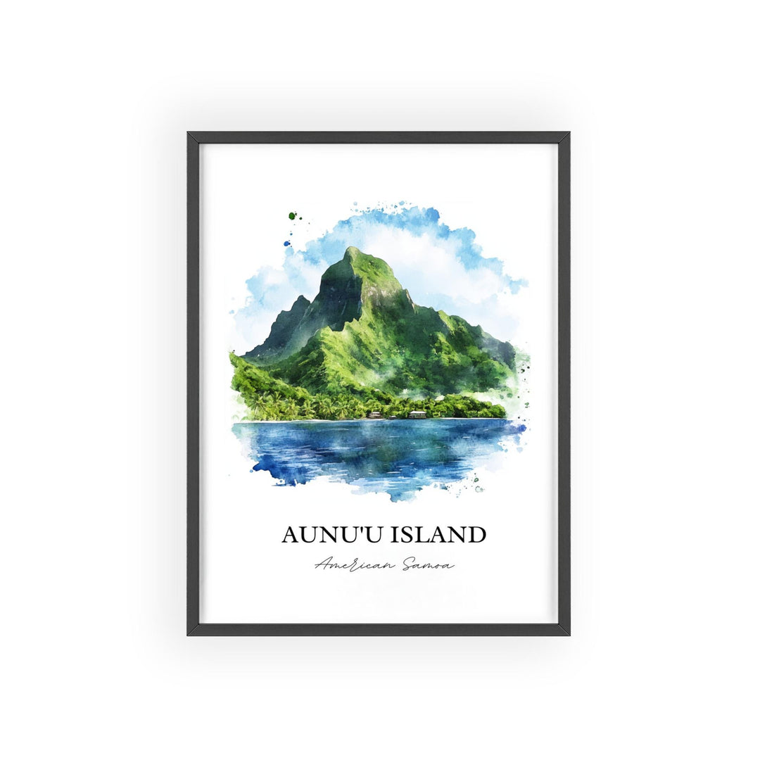 Aunu'u Island Wall Art, Tutuila Island Print, American Samoa Watercolor, Aunu'u Island Gift, Travel Print, Travel Poster, Housewarming Gift