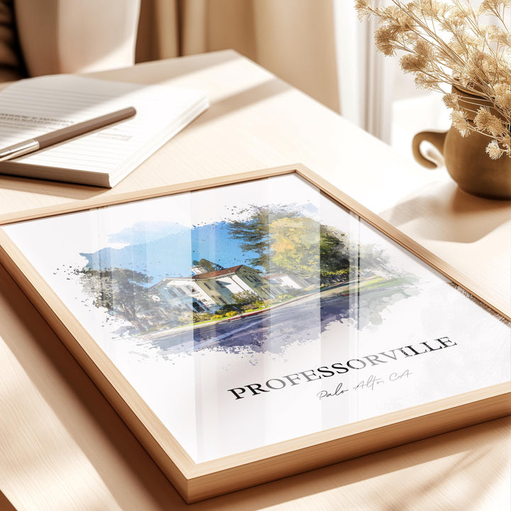 Professorville, California – Watercolor Art Print