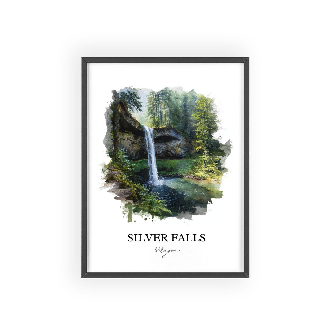 Silver Falls, Oregon, USA – Watercolor Art Print