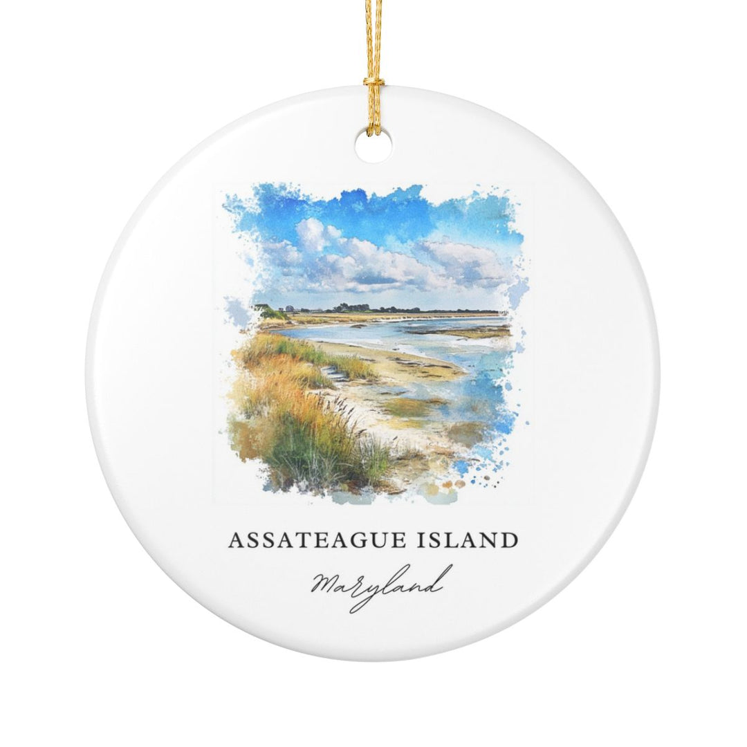 Assateague Island Maryland USA Ornament: Unique Assateague Island Souvenir, Assateague Island Maryland Xmas Decor, and Authentic Assateague Island Gift