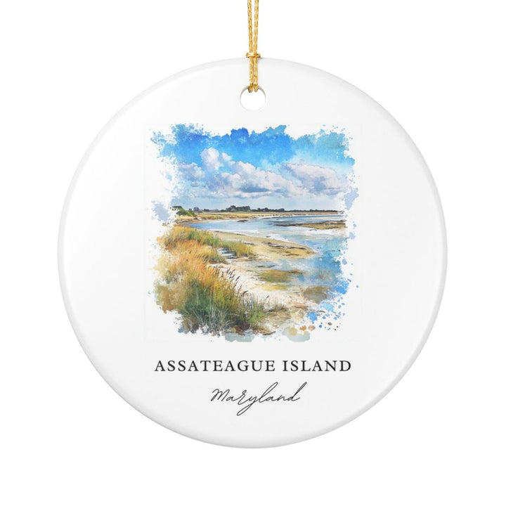 Assateague Island Maryland USA Ornament: Unique Assateague Island Souvenir, Assateague Island Maryland Xmas Decor, and Authentic Assateague Island Gift