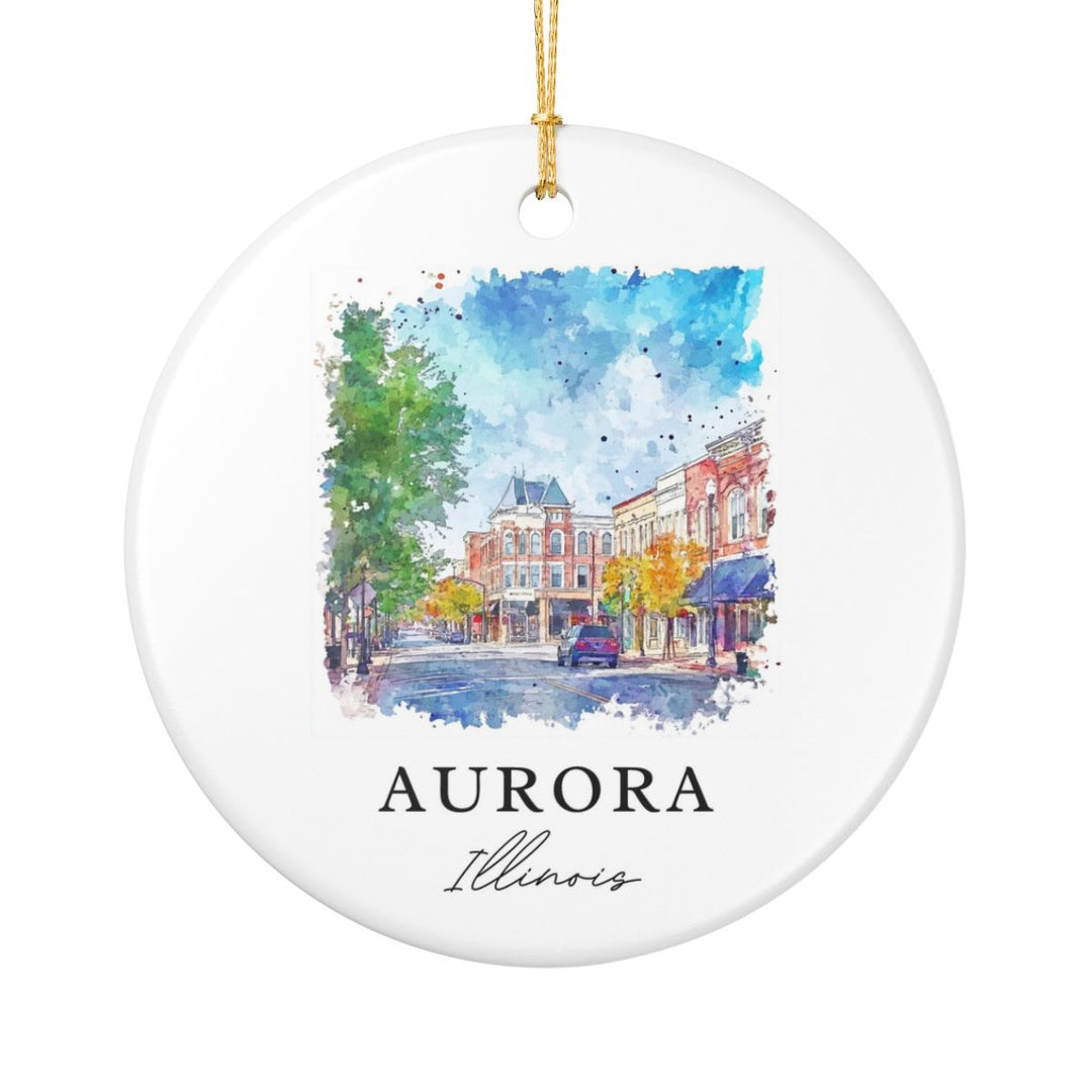 Aurora Illinois USA Ornament: Unique Aurora Souvenir, Aurora Illinois Xmas Decor, and Authentic Aurora Gift