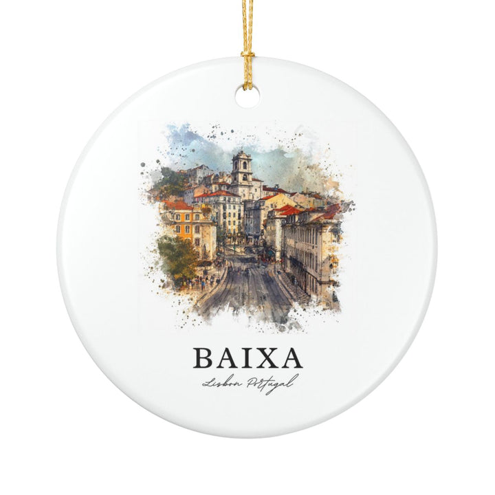 Baixa Lisbon Portugal Ornament: Unique Baixa Lisbon Souvenir, Baixa Lisbon Portugal Xmas Decor, and Authentic Baixa Lisbon Gift