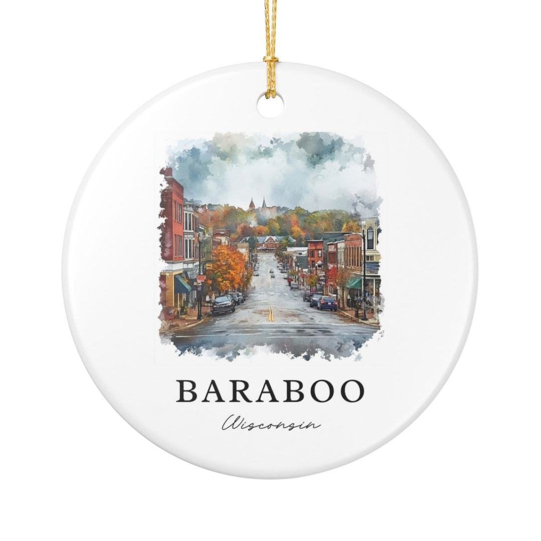 Baraboo Wisconsin USA Ornament: Unique Baraboo Souvenir, Baraboo Wisconsin Xmas Decor, and Authentic Baraboo Gift