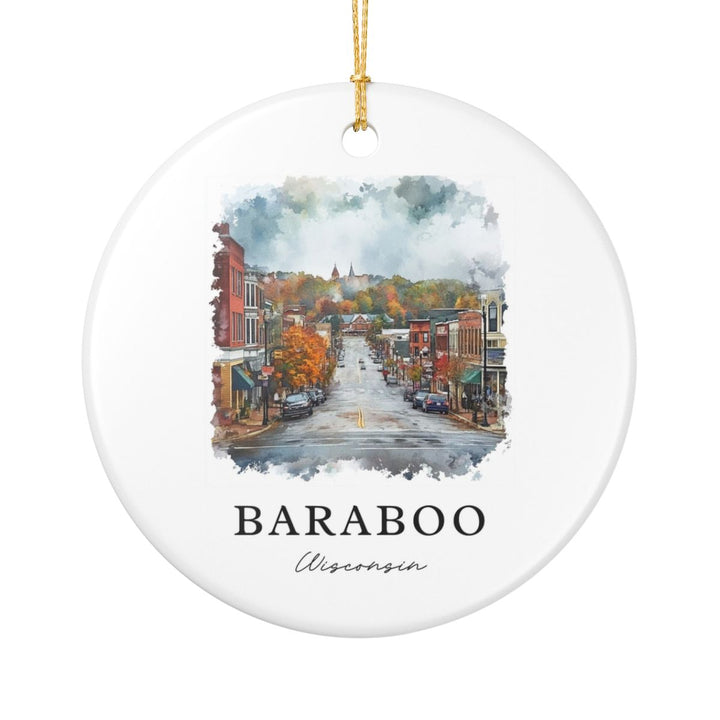 Baraboo Wisconsin USA Ornament: Unique Baraboo Souvenir, Baraboo Wisconsin Xmas Decor, and Authentic Baraboo Gift