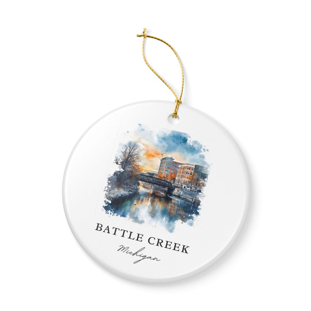Battle Creek Michigan USA Ornament: Unique Battle Creek Souvenir, Battle Creek Michigan Xmas Decor, and Authentic Battle Creek Gift