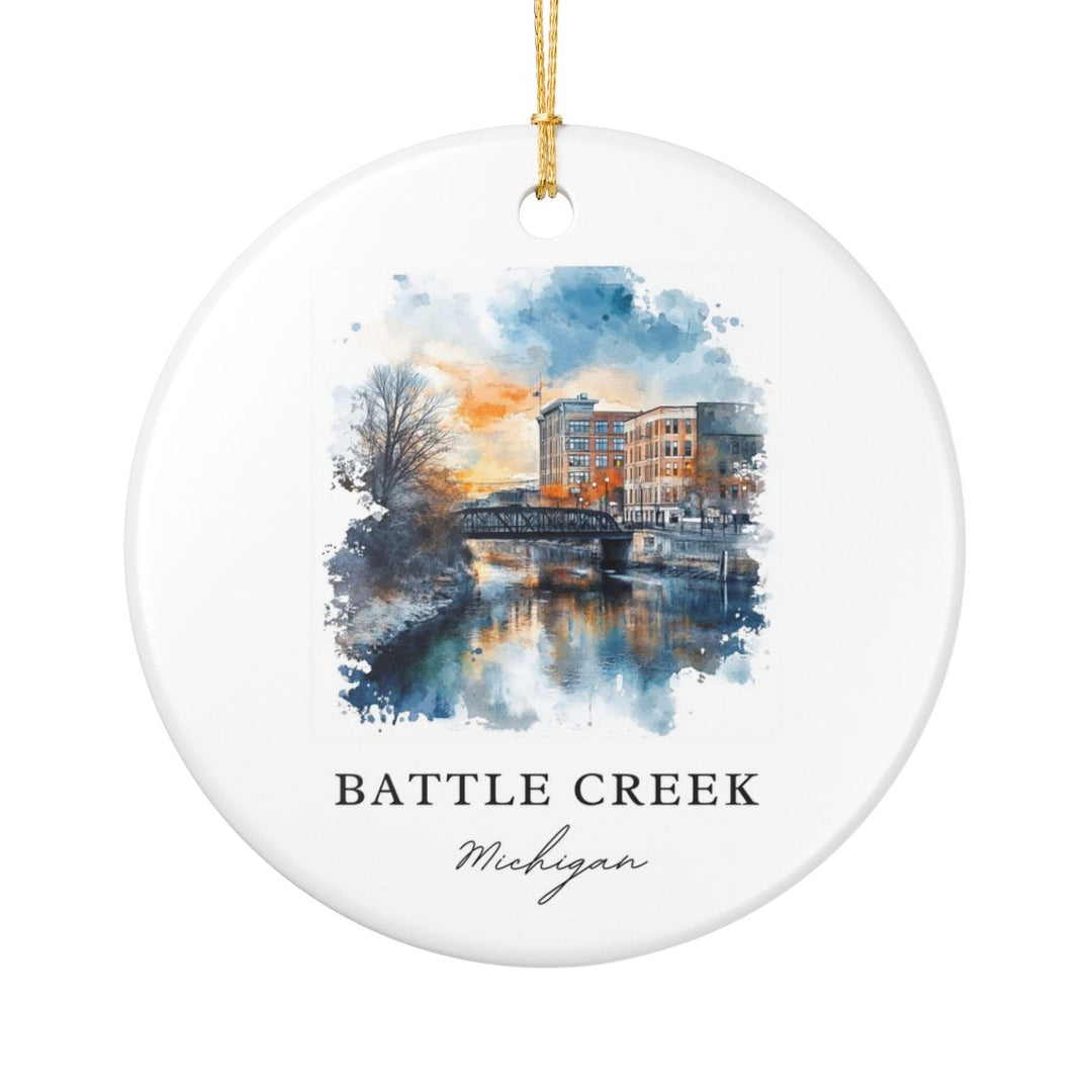 Battle Creek Michigan USA Ornament: Unique Battle Creek Souvenir, Battle Creek Michigan Xmas Decor, and Authentic Battle Creek Gift
