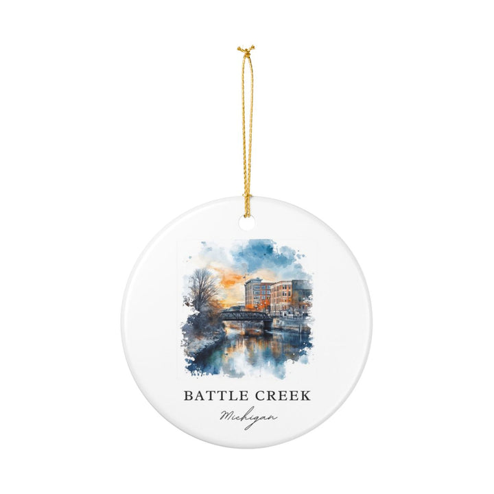 Battle Creek Michigan USA Ornament: Unique Battle Creek Souvenir, Battle Creek Michigan Xmas Decor, and Authentic Battle Creek Gift