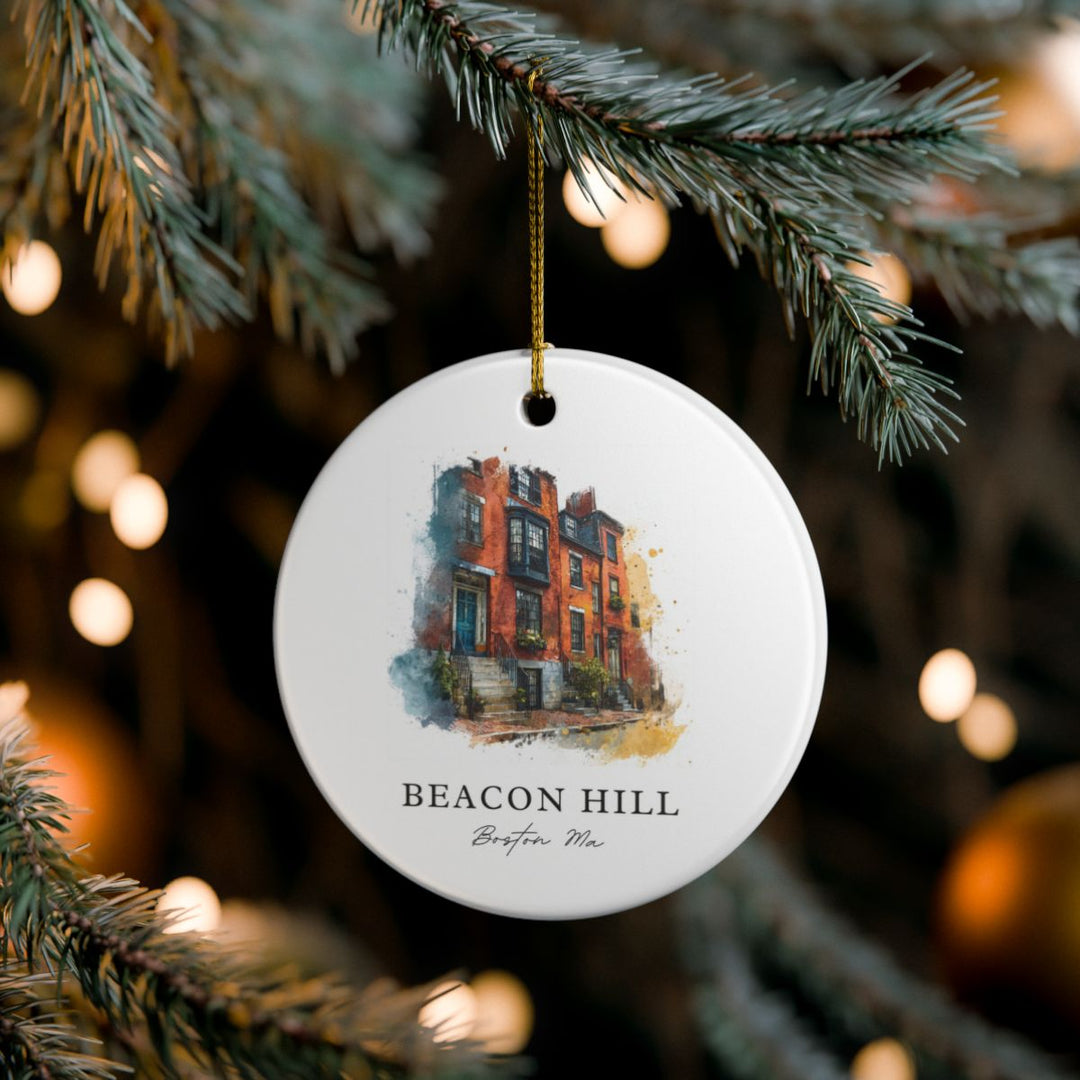 Beacon Hill Boston MA Ornament: Unique Beacon Hill Boston Souvenir, Beacon Hill Boston Massachusetts Xmas Decor, and Authentic Beacon Hill Boston Gift