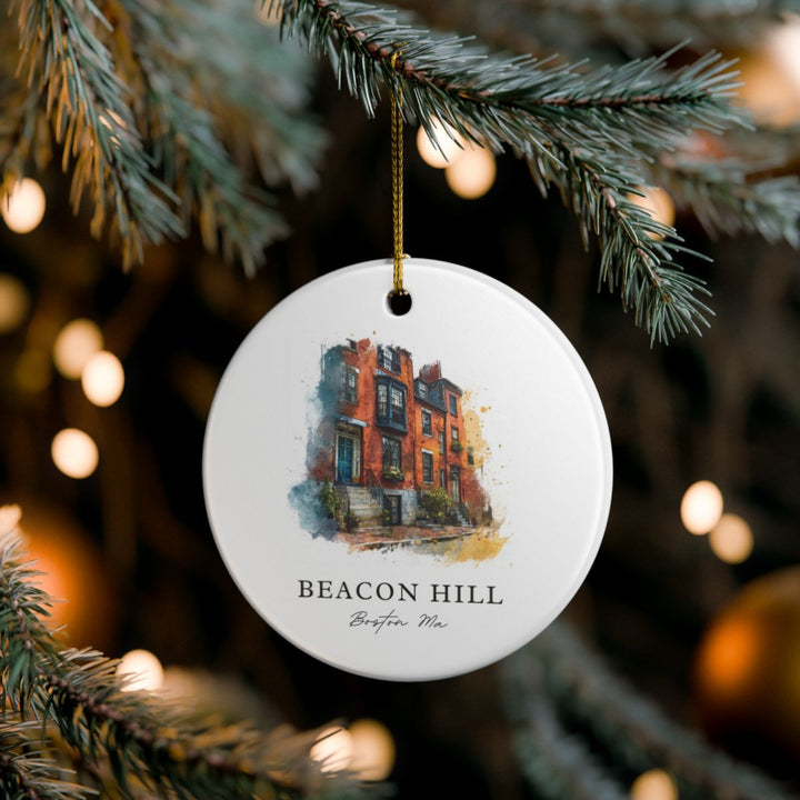 Beacon Hill Boston MA Ornament: Unique Beacon Hill Boston Souvenir, Beacon Hill Boston Massachusetts Xmas Decor, and Authentic Beacon Hill Boston Gift