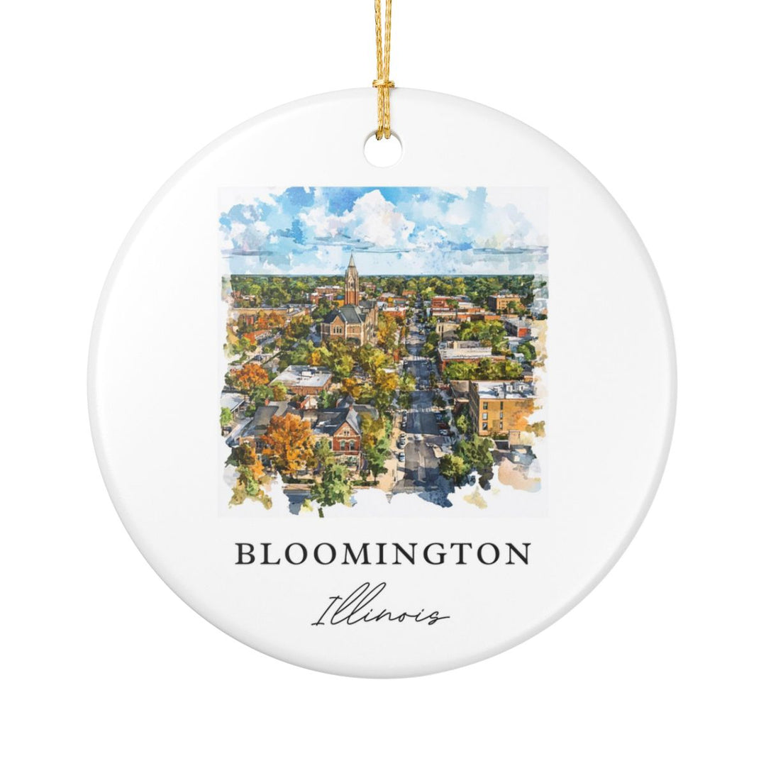 Bloomington Illinois USA Ornament: Unique Bloomington Souvenir, Bloomington Illinois Xmas Decor, and Authentic Bloomington Gift