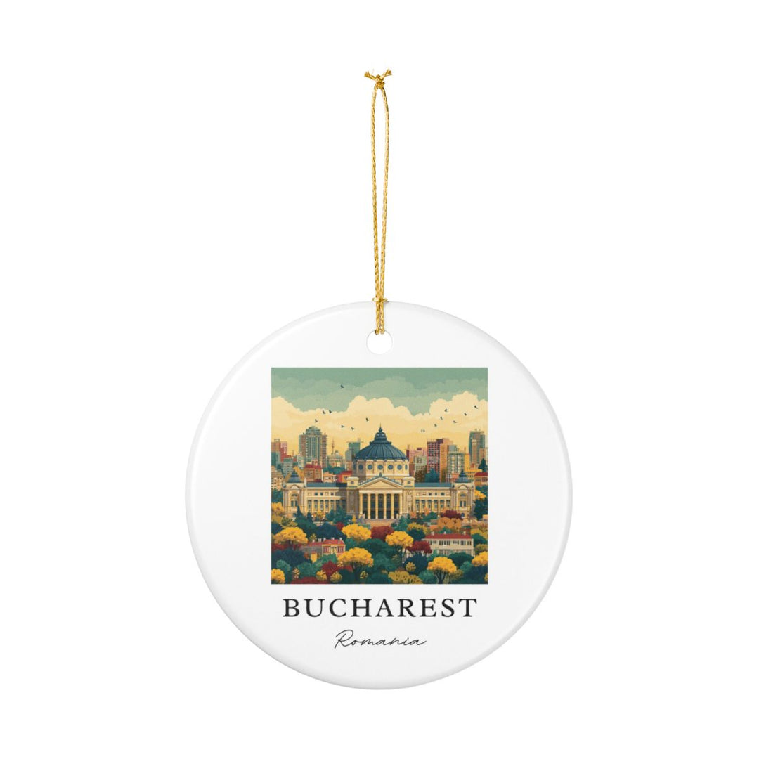 Bucharest Romania Ornament: Unique Bucharest Romania Souvenir, Bucharest Romania Xmas Decor, and Authentic Bucharest Romania Gift