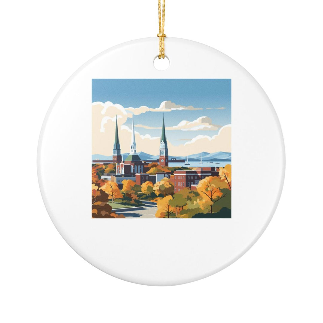 Burlington VT Vermont Ornament: Unique Burlington Souvenir, Burlington Vermont Xmas Decor, and Authentic Burlington Gift