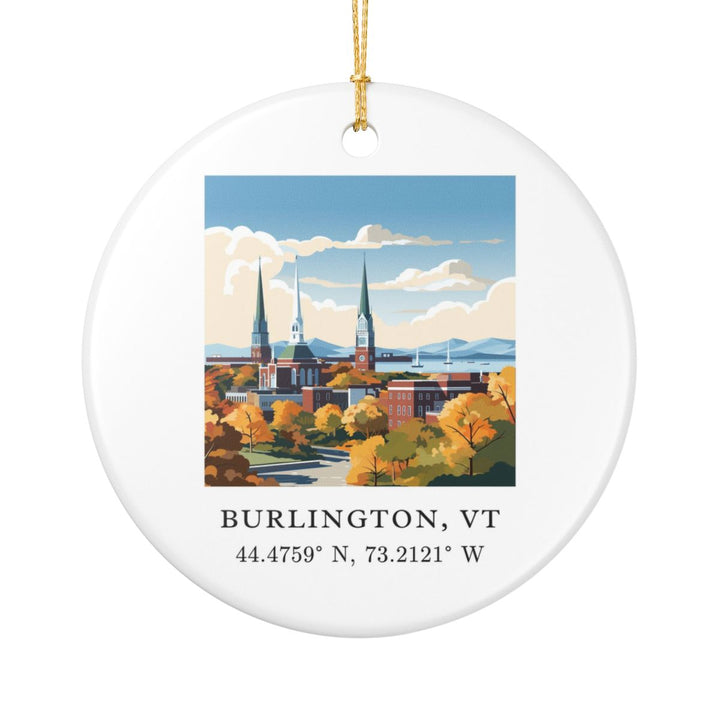 Burlington VT Vermont Ornament: Unique Burlington Souvenir, Burlington Vermont Xmas Decor, and Authentic Burlington Gift