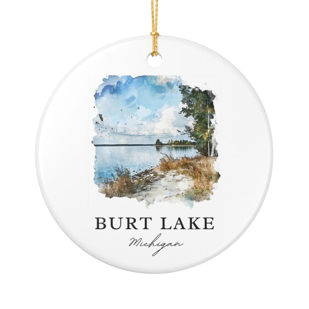 Burt Lake Michigan Ornament: Unique Burt Lake Michigan Souvenir, Burt Lake Michigan Xmas Decor, and Authentic Burt Lake Michigan Gift