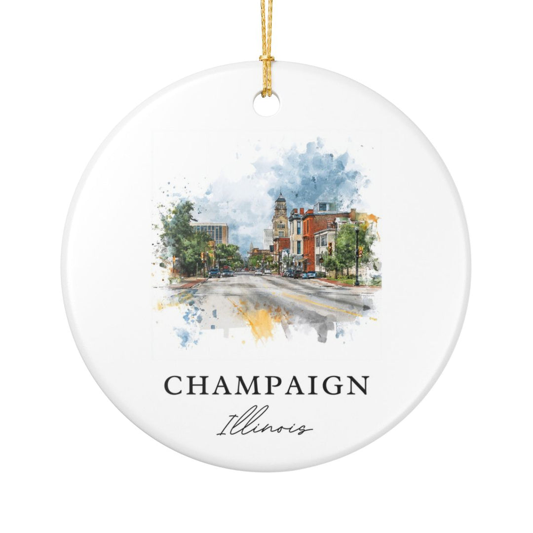 Champaign IL Ornament: Unique Champaign Souvenir, Champaign Illinois Xmas Decor, and Authentic Champaign Gift