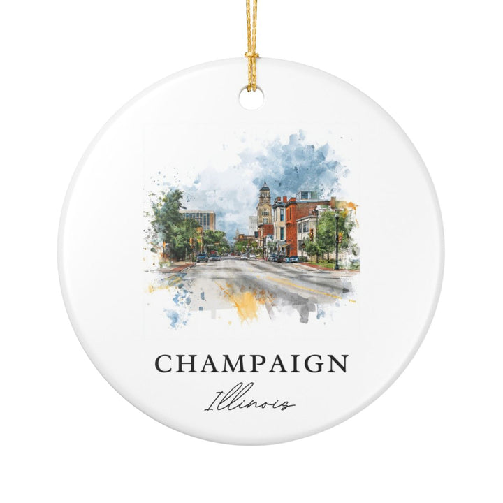 Champaign IL Ornament: Unique Champaign Souvenir, Champaign Illinois Xmas Decor, and Authentic Champaign Gift