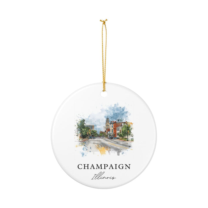 Champaign IL Ornament: Unique Champaign Souvenir, Champaign Illinois Xmas Decor, and Authentic Champaign Gift