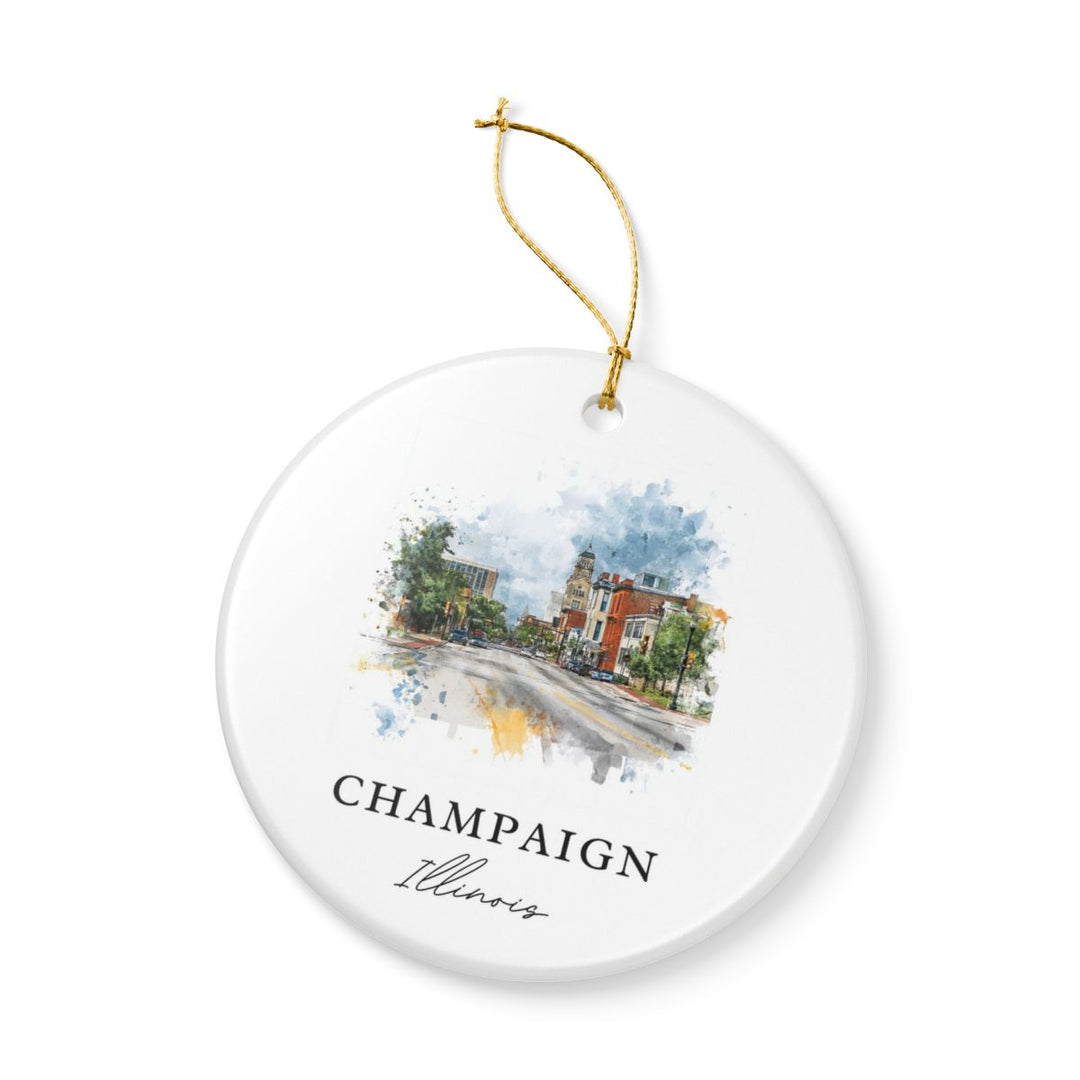 Champaign IL Ornament: Unique Champaign Souvenir, Champaign Illinois Xmas Decor, and Authentic Champaign Gift