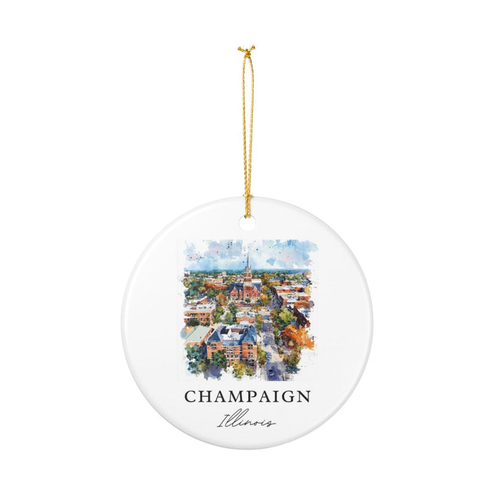 Champaign Illinois Ornament: Unique Champaign Souvenir, Champaign Illinois Xmas Decor, and Authentic Champaign Gift
