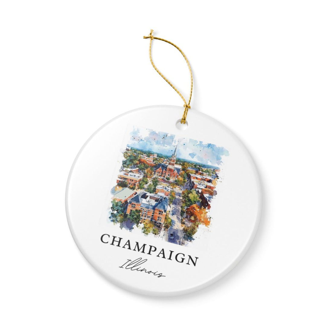 Champaign Illinois Ornament: Unique Champaign Souvenir, Champaign Illinois Xmas Decor, and Authentic Champaign Gift