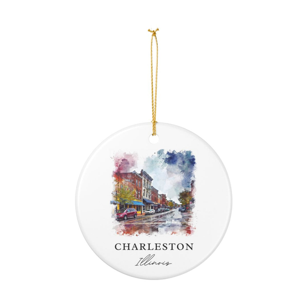 Charleston Illinois Ornament: Unique Charleston Illinois Souvenir, Charleston Illinois Xmas Decor, and Authentic Charleston Illinois Gift