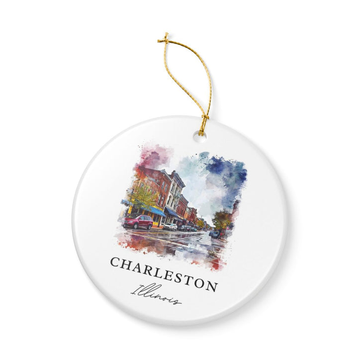Charleston Illinois Ornament: Unique Charleston Illinois Souvenir, Charleston Illinois Xmas Decor, and Authentic Charleston Illinois Gift