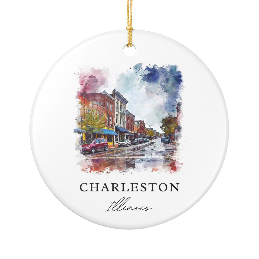 Charleston Illinois Ornament: Unique Charleston Illinois Souvenir, Charleston Illinois Xmas Decor, and Authentic Charleston Illinois Gift