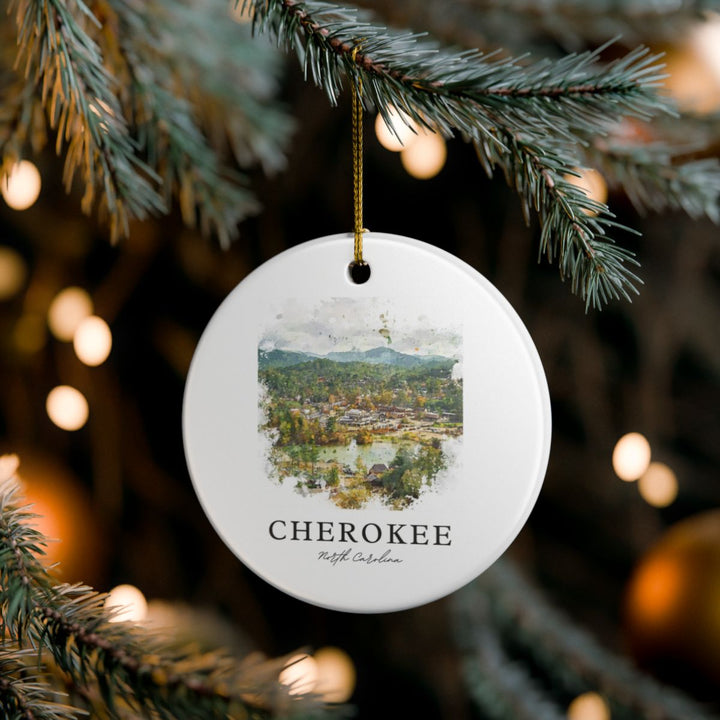 Cherokee North Carolina Ornament: Unique Cherokee Souvenir, Cherokee North Carolina Xmas Decor, and Authentic Cherokee Gift