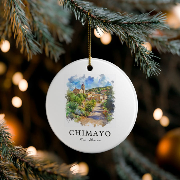 Chimayo New Mexico USA Ornament: Unique Chimayo Souvenir, Chimayo New Mexico Xmas Decor, and Authentic Chimayo Gift