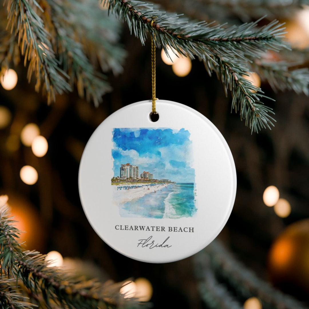 Clearwater Beach Florida USA Ornament: Unique Clearwater Beach Souvenir, Clearwater Beach Florida Xmas Decor, and Authentic Clearwater Beach Gift