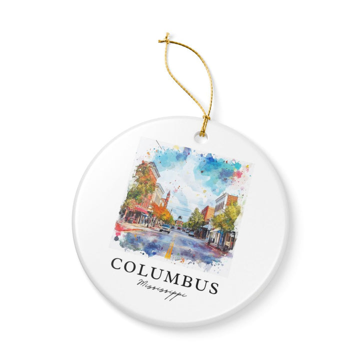 Columbus Mississippi USA Ornament: Unique Columbus Souvenir, Columbus Mississippi Xmas Decor, and Authentic Columbus Gift