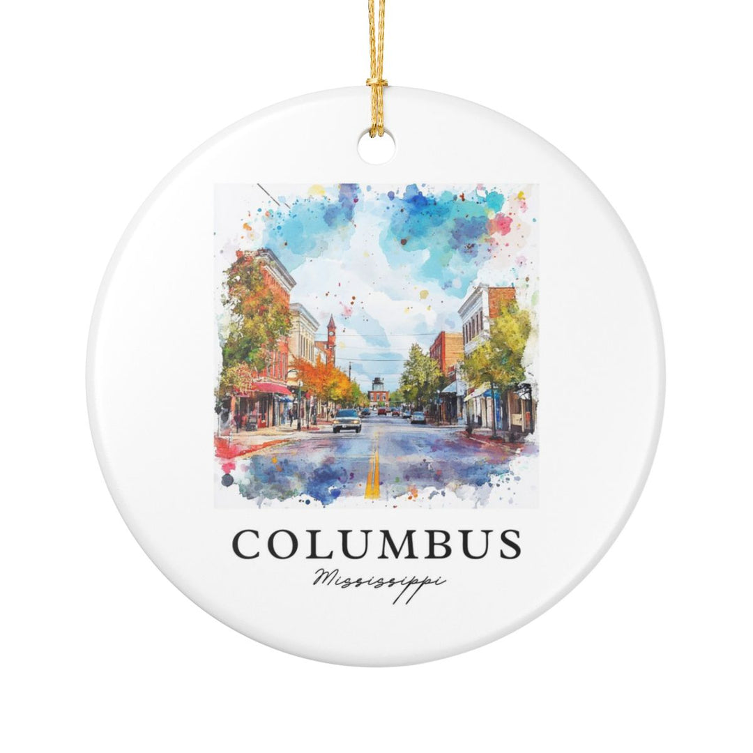 Columbus Mississippi USA Ornament: Unique Columbus Souvenir, Columbus Mississippi Xmas Decor, and Authentic Columbus Gift